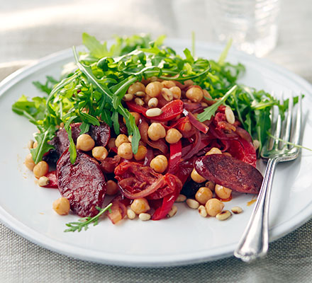 Warm chorizo & chickpea salad