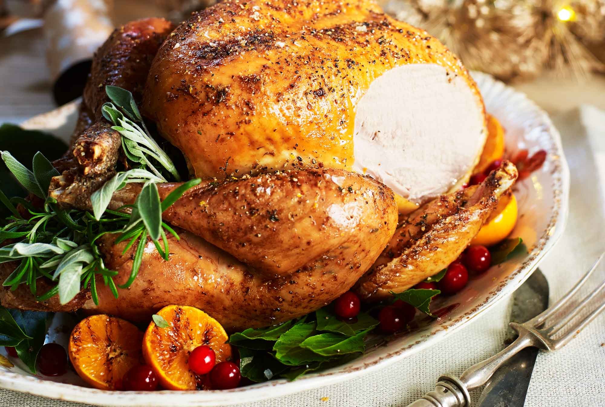 Roast turkey with lemon & garlic